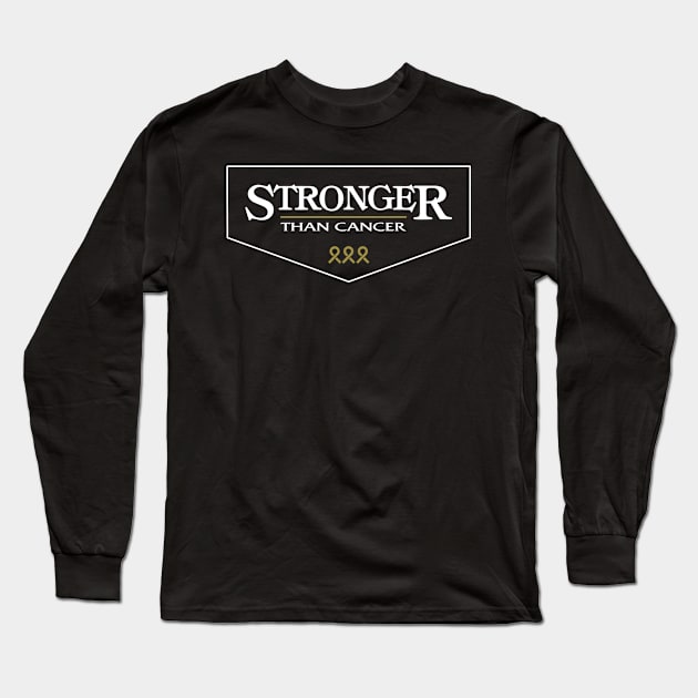 childhood cancer Awareness gold ribbon Stronger Than Cancer Long Sleeve T-Shirt by Shaderepublic